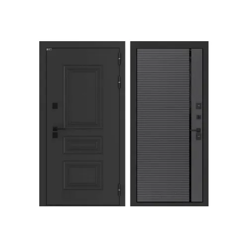 Входная дверь Аляска Лайт 22 - Графит софт, черная вставка