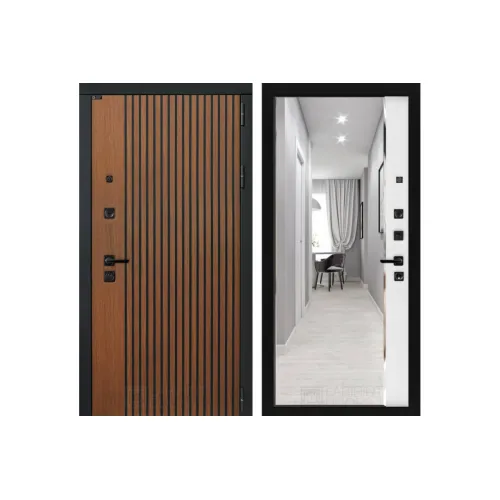 Входная дверь STORM с зеркалом Панорама - Белый софт